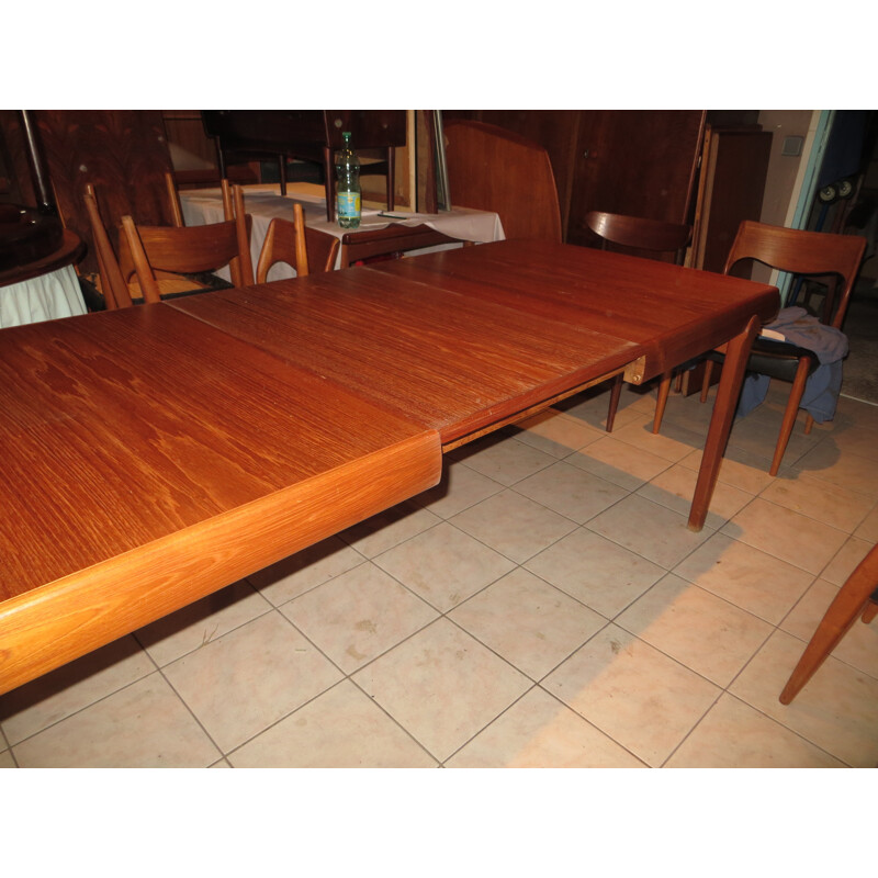 Large extendable dining table in teak, Ejvind A.JOHANSSON - 1960s