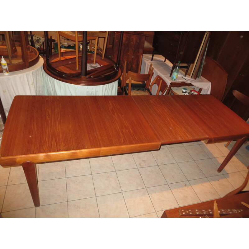Large extendable dining table in teak, Ejvind A.JOHANSSON - 1960s