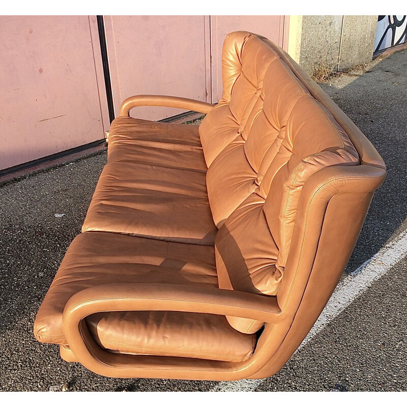 3 seater vintage sofa in fawn leather