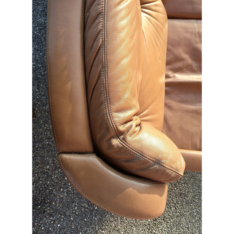 3 seater vintage sofa in fawn leather