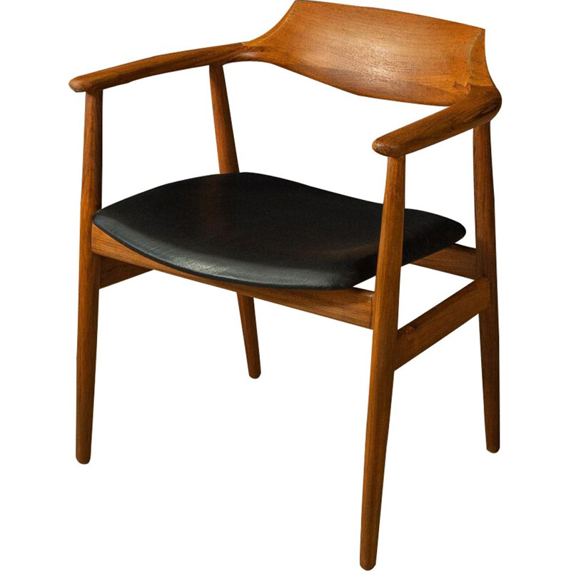 Vintage-Sessel aus Teakholz und Kunstleder, Dänemark 1960