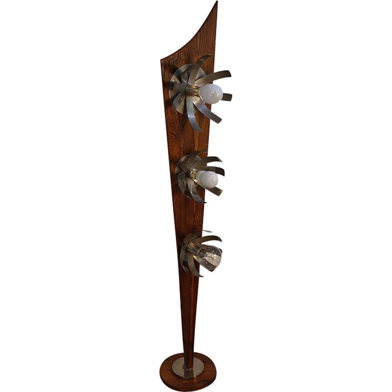 Vintage rosewood and metal "totem" floor lamp, 1970