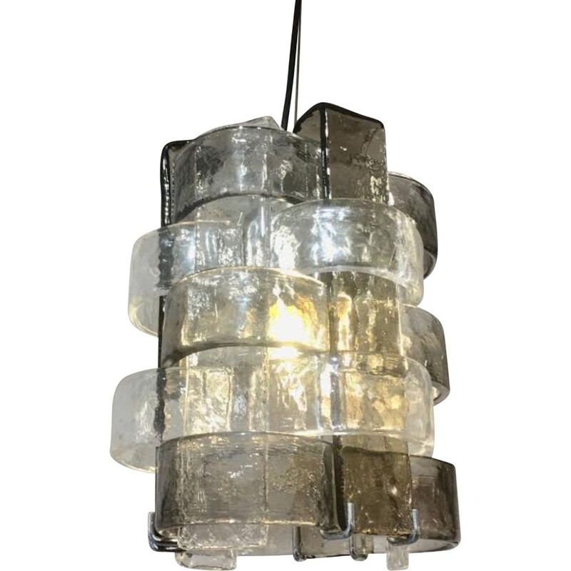 Lámpara de suspensión vintage de cristal de Murano de Carlo Nason, Italia 1960
