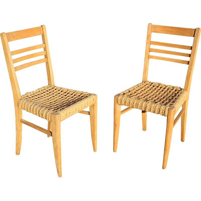 Paire de chaises vintage par Audoux Minet, 1950