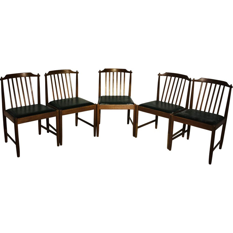 Ensemble de 5 chaises - simili cuir 1960