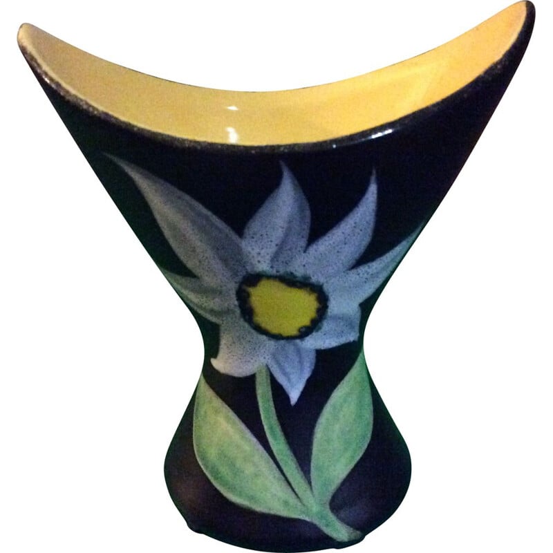 Vase vintage fleur noir