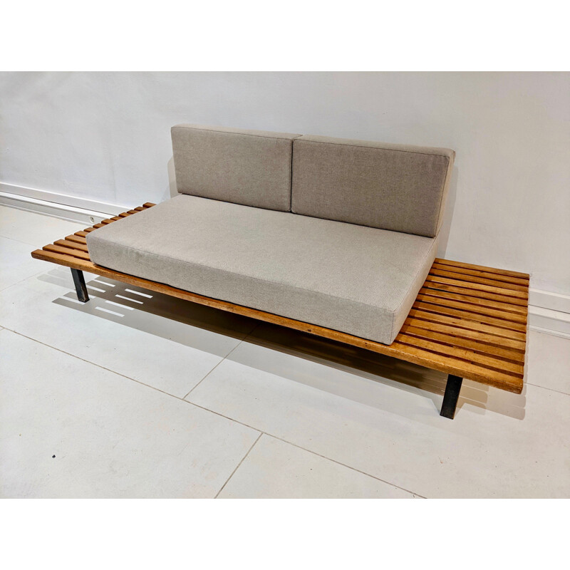 Vintage cansado bench in oak wood by charlotte perriand, Circa 1954s