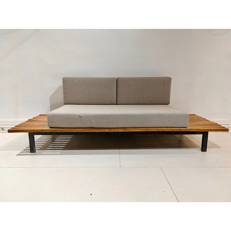 Vintage cansado bench in oak wood by charlotte perriand, Circa 1954s