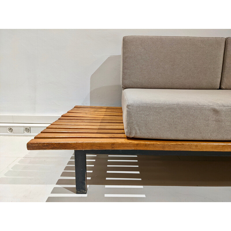 Vintage cansado bench in oak wood by charlotte perriand, Circa 1954s