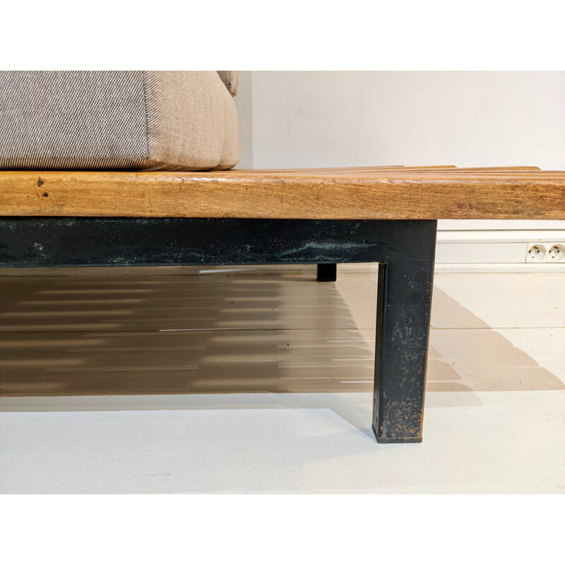 Banquette vintage cansado en bois de chêne par charlotte perriand, Circa 1954