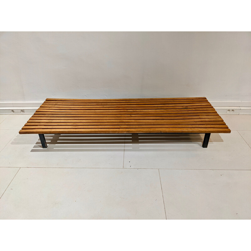 Vintage Cansado oak bench by Charlotte Perriand, 1954s