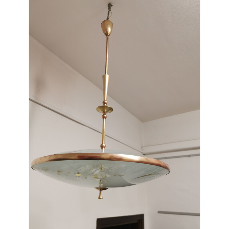 Vintage Italian pendant lamp by Pietro Chiesa for Fontana Arte, 1940s