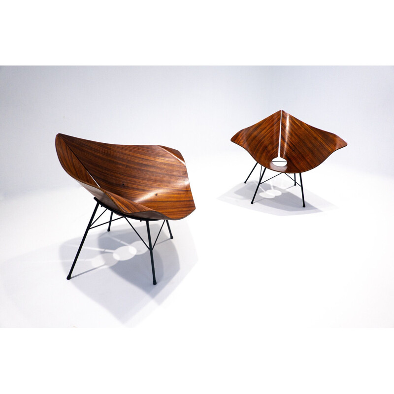 Pair of vintage plywood chairs, Italy 1960s