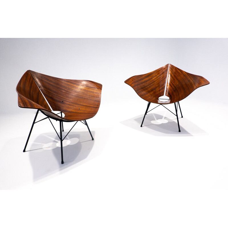 Pair of vintage plywood chairs, Italy 1960s