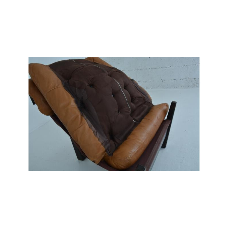 Montis armchair in leather and wood, Gerard VAN DEN BERG  - 1970s