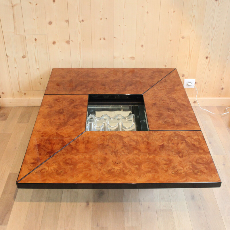 Vintage burr wood coffee table by Paul Michel