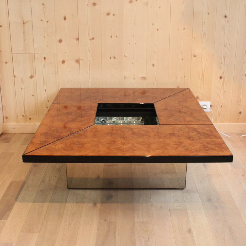 Vieille table basse en ronce de bois par Paul Michel