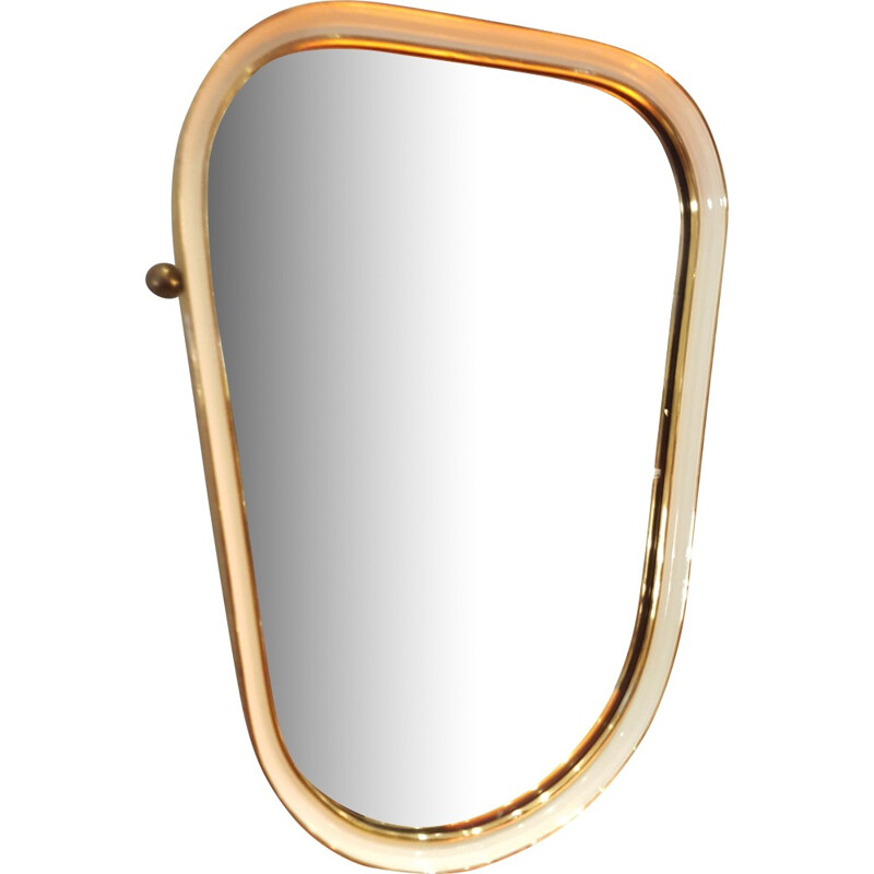 Free form italian mirror in metal and brass - 1960s