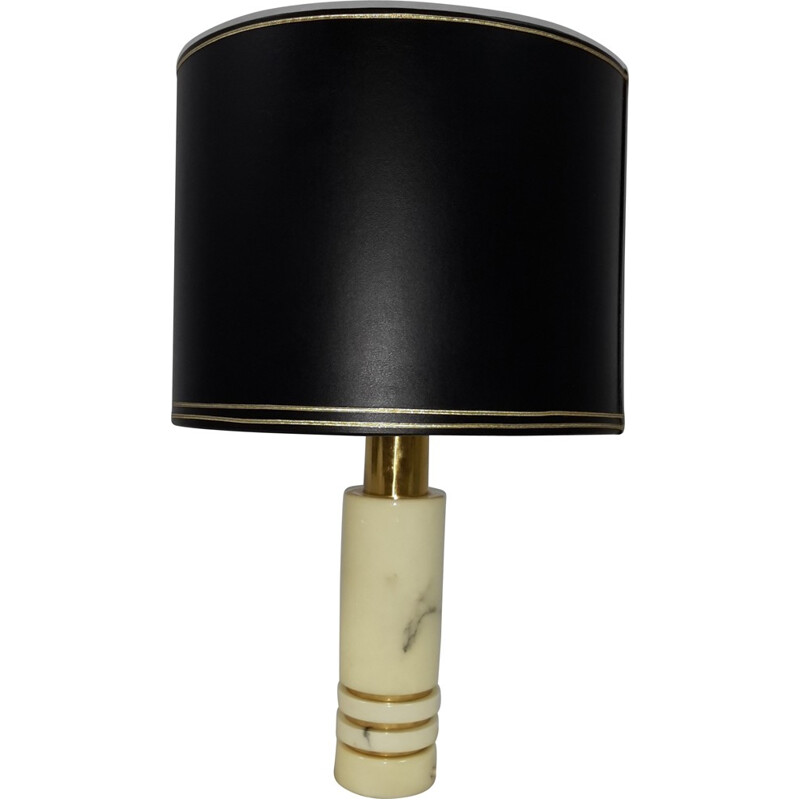Italian table lamp in marble and black fabric - 1970s
