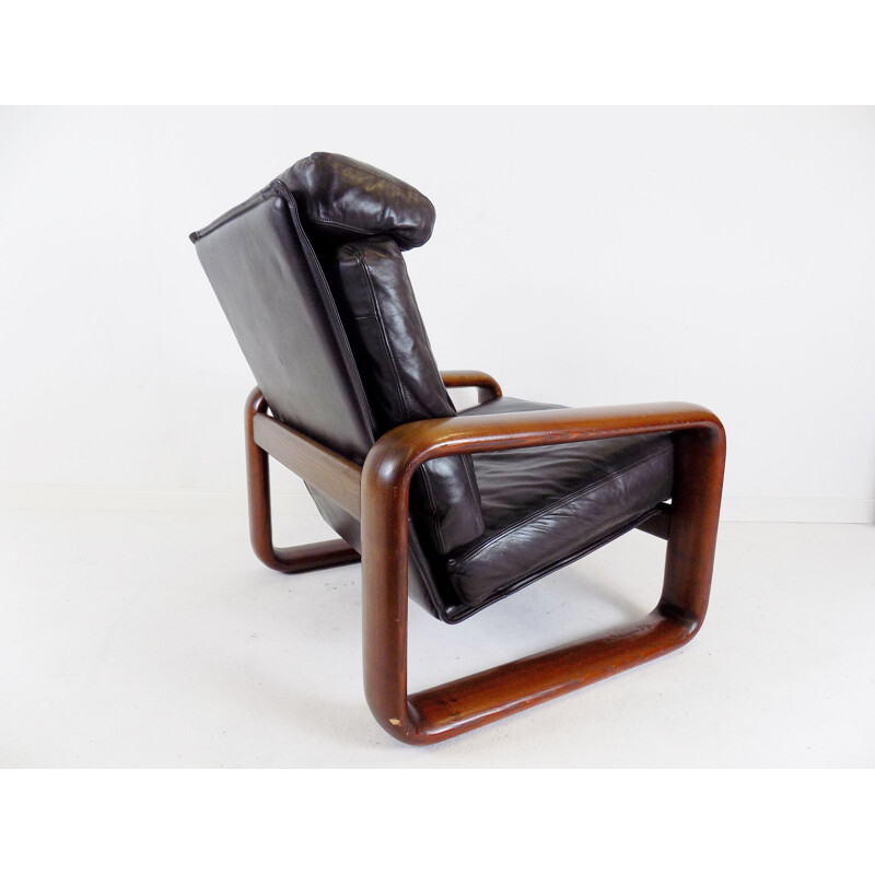 Vintage armchair with leather ottoman by Burkhard Vogtherr, 1970s