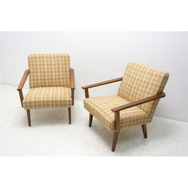 Pair of vintage beechwood armchairs by Tatra nábytok, Czech 1960
