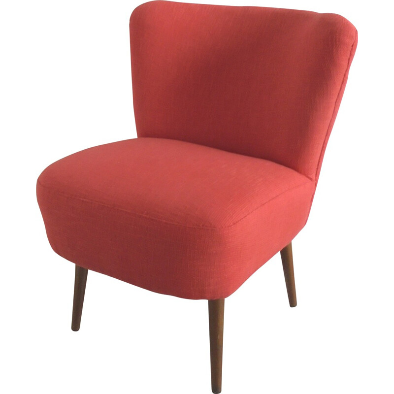 Re-upholstered pink fabric cocktail chair - 1950s