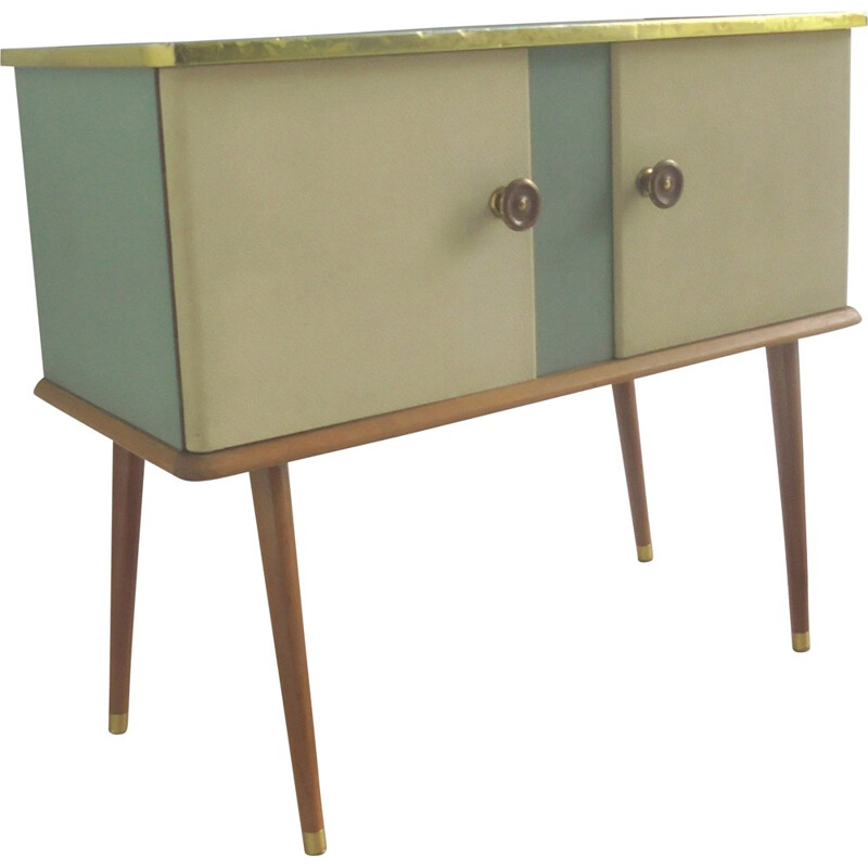 Small sideboard in wood and skai - 1950s