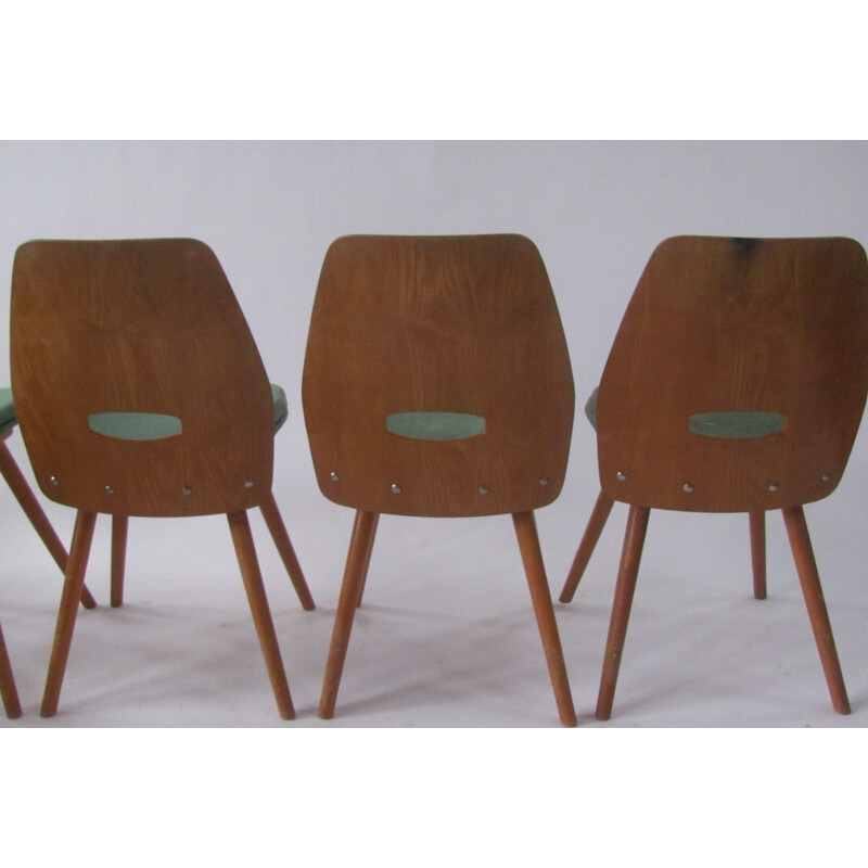 Set of 4 vintage Lollipop chairs in veneer by Fr. Jirák for Tatra, Czechoslovakia 1950s