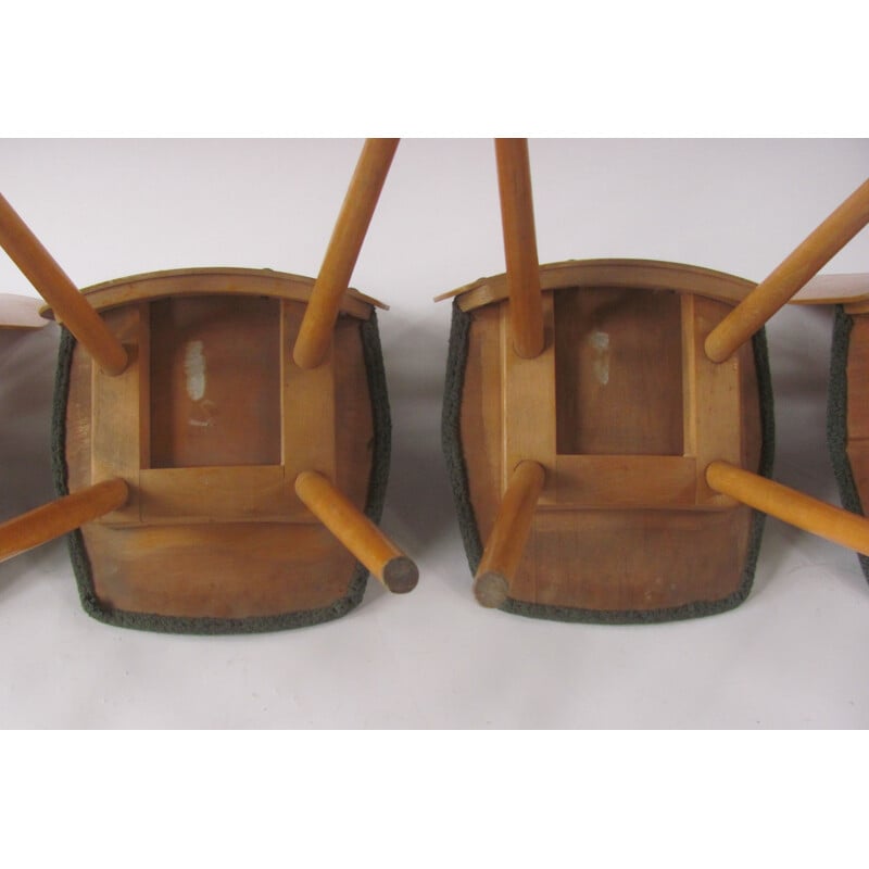 Ensemble de 4 chaises vintage Lollipop en placage de Fr. Jirák pour Tatra, Tchécoslovaquie 1950