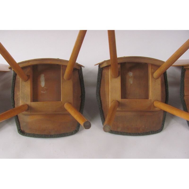 Juego de 4 sillas Lollipop vintage en chapa de madera de P. Jirák para Tatra, Checoslovaquia 1950