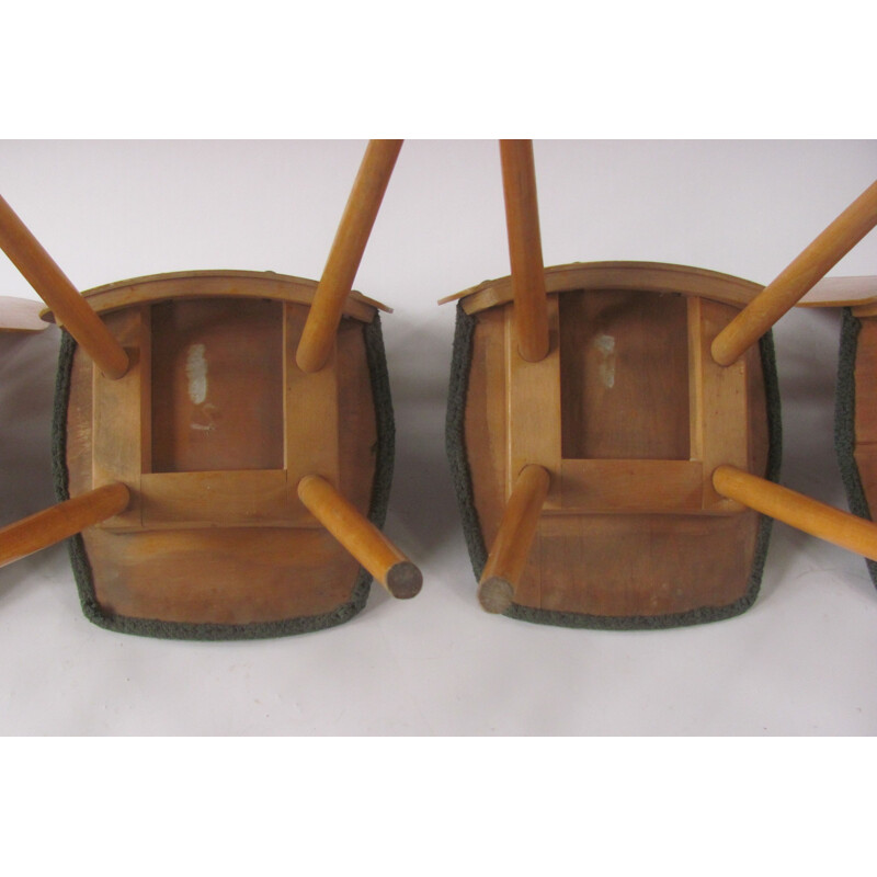 Set of 4 vintage Lollipop chairs in veneer by Fr. Jirák for Tatra, Czechoslovakia 1950s