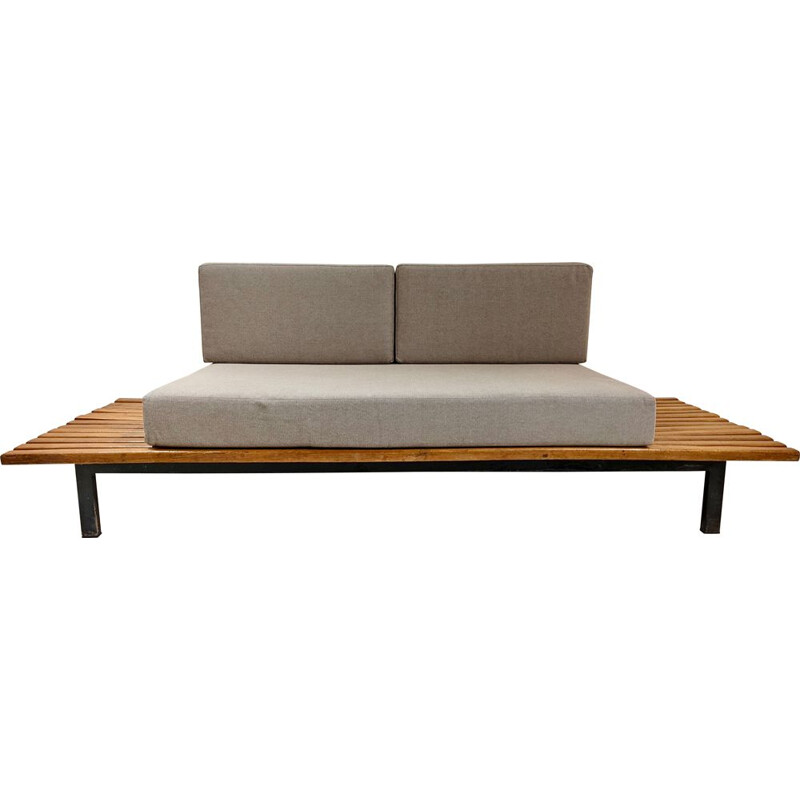 Vintage cansado bench in oak wood by charlotte perriand, Circa 1954s