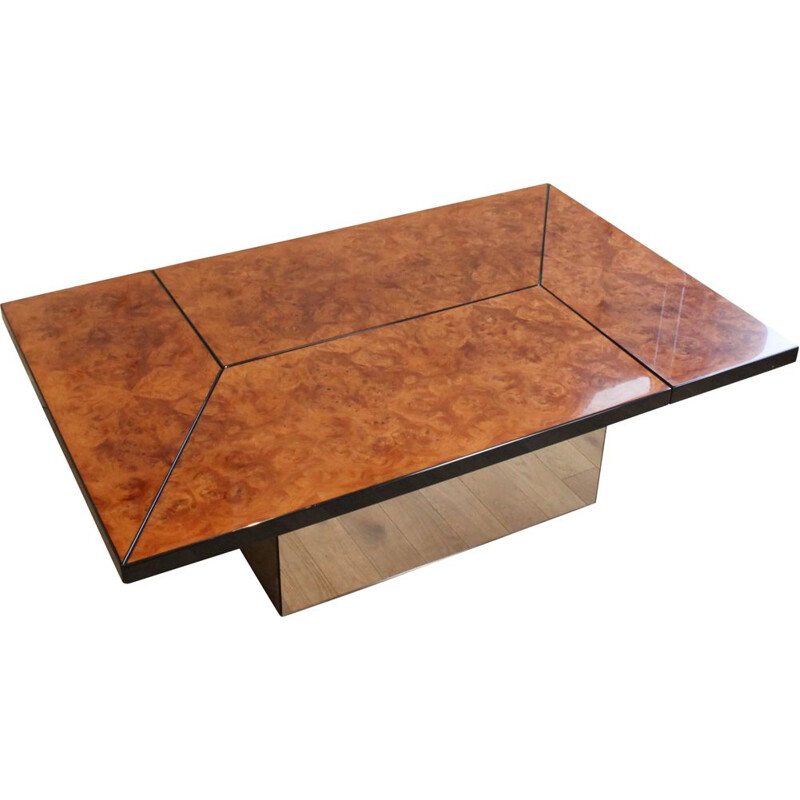 Vintage burr wood coffee table by Paul Michel