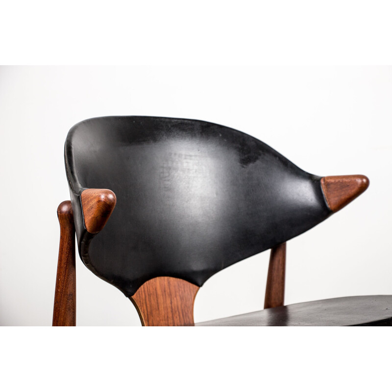Vintage teak and skai armchair by Arne Vodder for Vamo Sonderborg, Denmark 1960s