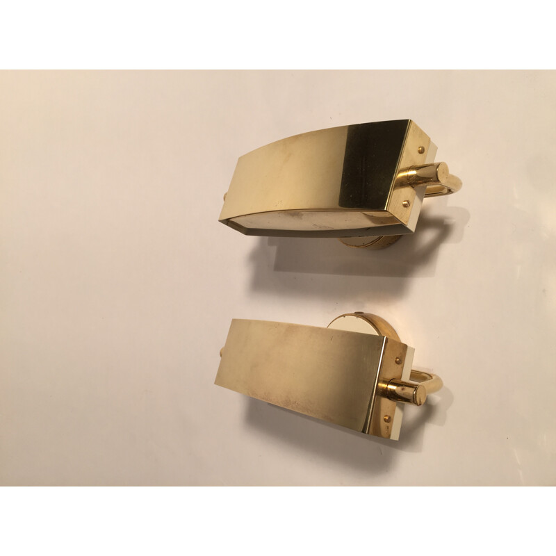 Pair of wall lamps in brass - 1960s