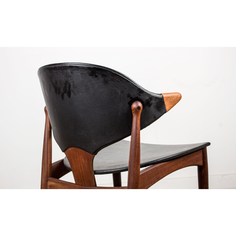 Vintage teak en skai fauteuil van Arne Vodder voor Vamo Sonderborg, Denemarken 1960