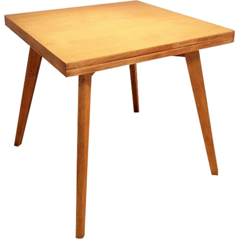 Square extendable dining table in solid oak - 1950s