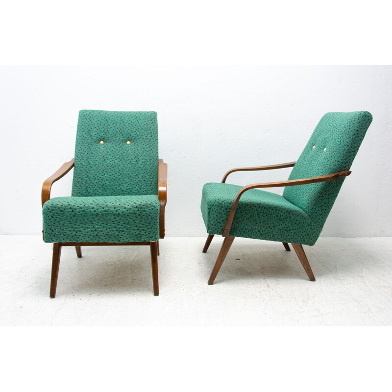 Paire de fauteuils vintage en bois courbé par Jaroslav Šmídek, Tchèque 1960