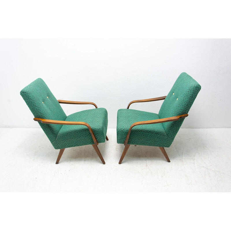 Paar vintage gebogen houten fauteuils van Jaroslav Šmídek, Tsjechië 1960