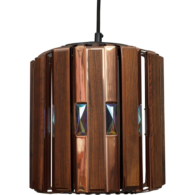 Rosewood and copper pendant lamp, Werner SCHOU - 1960s