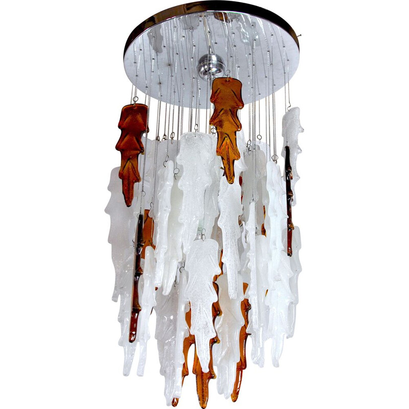 Lámpara de cascada vintage de Murano Poliarte de Albano Poli, Italia 1970