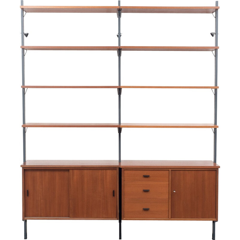 Swedish Pira "Pira" wall unit in teak and metal - 1960s