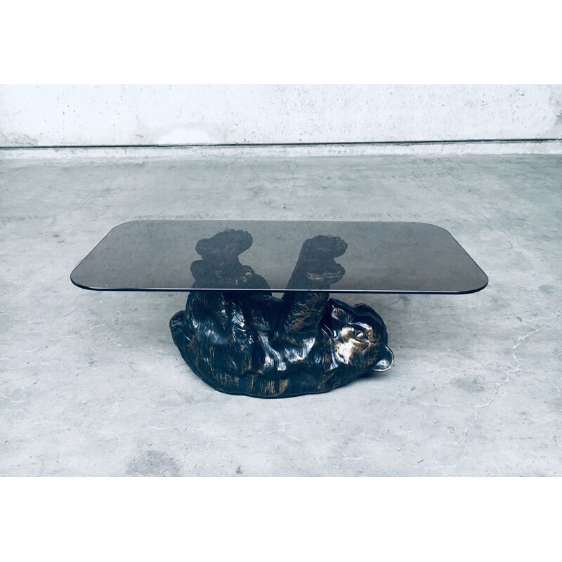 Tavolino scultoreo vintage con orso nero, Belgio 1970