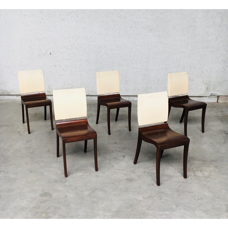Set di 5 sedie vintage in legno "Finn" di Thibault Desombre per Ligne Roset, Francia 1990