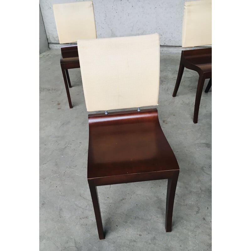 Set of 5 vintage wooden chairs "Finn" by Thibault Desombre for Ligne Roset, France 1990