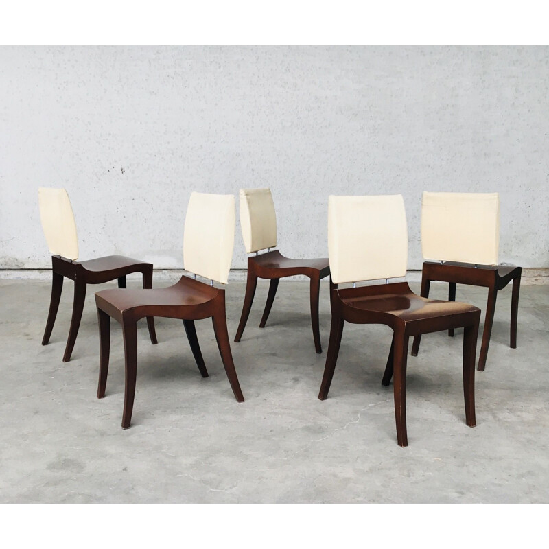 Conjunto de 5 cadeiras de madeira vintage "Finn" de Thibault Desombre para Ligne Roset, França 1990