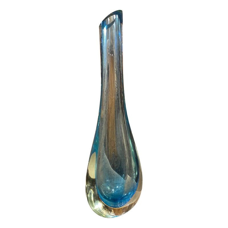 Vintage blue Murano glass vase by Flavio Poli, 1970s