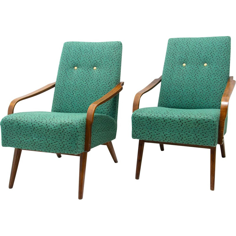 Pair of vintage bentwood armchairs by Jaroslav Šmídek, Czech 1960