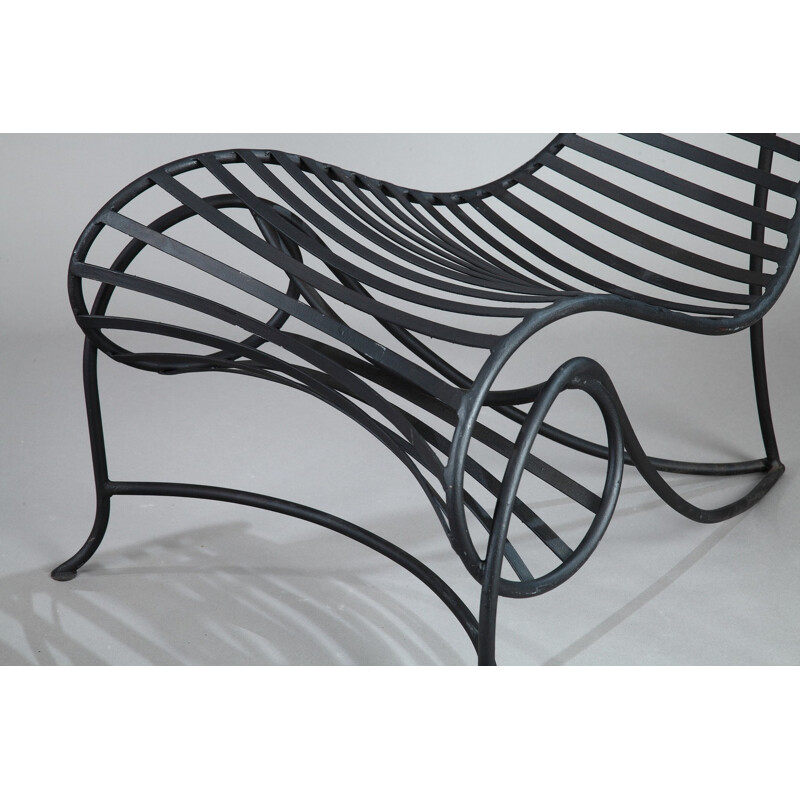 "Spine" chair in black lacquered wrought iron, André DUBREUIL - 1990s