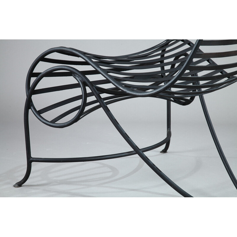 "Spine" chair in black lacquered wrought iron, André DUBREUIL - 1990s